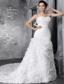 Romantic A-Line / Princess Sweetheart Chapel Train Organza Pleats Wedding Dress