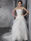 Classical A-Line / Princess Strapless Chapel Train Organza Wedding Dress