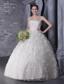 White A-Line / Princess V-neck Floor-length Tulle and Taffeta Beading and Hand Flowers Wedding Dress