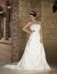 Pretty A-line Strapless Court Train Organza Appliques Wedding Dress