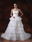Layer Sweetheart A-Line Chapel Train White Hall Wedding Dress With Beading