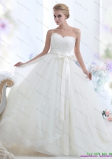 2015 Pretty White Sweetheart Wedding Dress  with Waistband