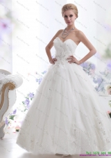 Perfect Beading Sweetheart White Wedding Dresses for 2015