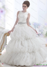 2015 Romantic Scoop Wedding Dress with Beading