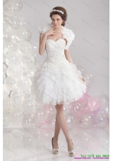 Pretty White Sweetheart Wedding Gowns with Ruffles and Sequins