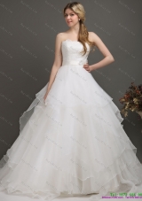 The Most Popular White Wedding Dresses with Brush Train and Sash