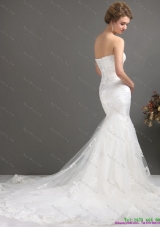 Popular Beaded Strapless White Wedding Dresses with Ruffled Layers