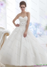 2015 Fashionable Sweetheart Wedding Dress with Lace and Hand Made Flowers