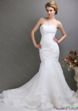 Sturning 2015 Strapless Wedding Dress with Brush Train