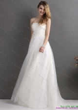 2015 Beautiful Strapless Wedding Dress with Beading and Appliques