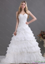 2015 Brand New Sweetheart Wedding Dress with Lace and Ruffles