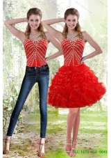 Wonderful 2015 Detachable Red Prom skirts with Beading and Ruffles