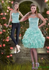 Classical 2015 Detachable Strapless Prom Skirts with Beading and Ruffles