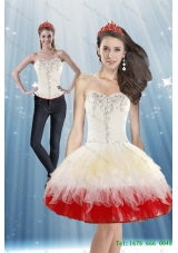 Perfect 2015 Detachable White and Red Prom  Skirts with Beading and Ruffled Layers