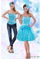 2015 Detachable Appliques and Pick Ups Strapless Prom Skirts in Baby Blue