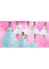 Strapless Ruffles Elegant Quinceanera Dress and Pretty Sweetheart Beading Prom Dress and Ruffles Baby Bule Little Girl Pageant Dress