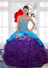 Beautiful Sweetheart Beading and  Ruffled Layers Quinceanera Gown for 2015 Spring