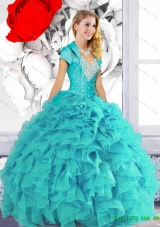 2015 In Stock Sweetheart Quinceanera Dresses with Beading and Ruffles