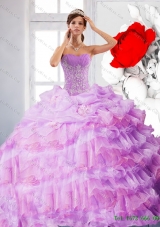 In Stock Strapless Appliques and Ruffles 2015 Quinceanera Dress in Lilac