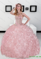 2015 In Stock Sweetheart Ball Gown Sweet 16 Dresses with Beading and Ruffles