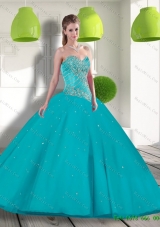 In Stock Sweetheart 2015 Quinceanera Dress with Beading and Appliques