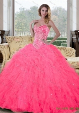 In Stock Sweetheart Beading and Ruffles Quinceanera Gown for 2015
