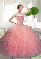 In Stock Ball Gown Beading and Ruffles Quinceanera Dresses for 2015