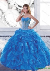 Sophisticated Sweetheart Teal Sweet 16 Dresses with Appliques and Ruffles