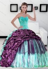 2015 Multi-Colored Sweetheart Quinceanera Dress with Pick up and Ruffles