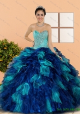 Multi-Colored Sweetheart Beading and Ruffles Quinceanera Dresses