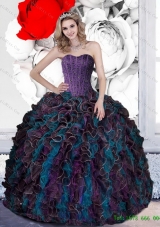 2015 Multi-Colored Beading and Ruffles Quinceanera Dresses in Multi Color