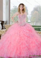 Colorful Beading and Ruffles Sweetheart Quinceanera Gown for 2015
