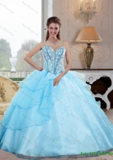 New Style Spaghetti Straps 2015 Quinceanera Dresses with Beading
