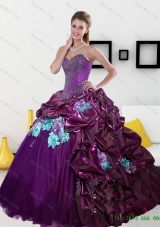 2015 New Style Sweetheart Quinceanera Dresses with Pick Ups and Appliques