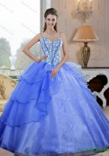 Luxurious Spaghetti Straps 2015 Quinceanera Dresses with Beading
