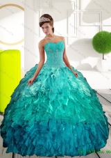 Fashionable Sweetheart Multi Color Sweet Sixteen Dresses with Appliques and Ruffles