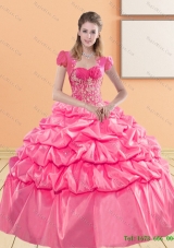 Delicate Sweetheart 2015 Quinceanera Gown with Appliques and Pick Ups