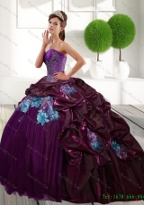 Vestidos de Sweetheart 2015 Quinceanera Gown with Appliques and Pick Ups