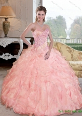 Colorful Beading and Ruffles Sweetheart Quinceanera Dresses for 2015