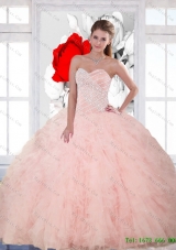 Vestidos de Beading and Ruffles Sweetheart Quinceanera Gown for 2015