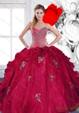 2015 Vestidos de Sweetheart Ball Gown Quinceanera Dresses with Appliques