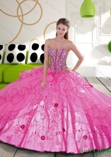 Unique Beading and Embroidery Hot Pink Quinceanera Dresses for 2015
