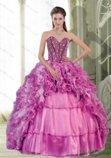 2015 Unique Sweetheart Beading and Ruffles Dress for Quinceanera