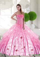 Unique Sweetheart 2015 Quinceanera Dresses with Appliques and Ruffled Layers
