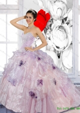 Beading and Appliques 2015 Artistic Quinceanera Dresses with Brush Train