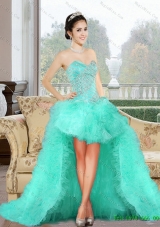 Luxurious 2015 High Low Sweet 16 Dress with Appliques and Ruffles