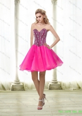 New Style A Line Beading Sweetheart Prom Dress in Hot Pink