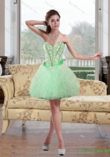 2015 New Style Beading and Ruffles Prom Dress in Apple Green