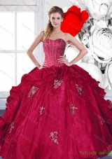 2015 Modest Sweetheart Beading and Ruffles Vestidos de Quinceanera with Appliques