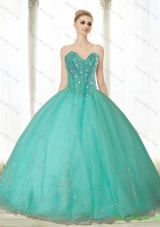 Popular Beading and Appliques Turquoise Sweetheart Quinceanera Dresses for 2015